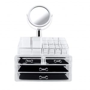 Cosmetic - Makeup Storage Organiser with Mirror - Acrylic - with liner